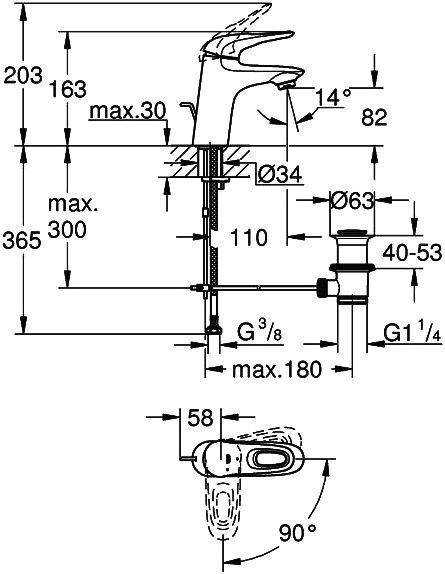 Смеситель Grohe Eurostyle 23707003 для раковины - 4