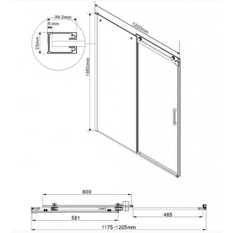 Душевая дверь Vincea Como 120 черная стекло тонированное VDS-1C120CGB - 1