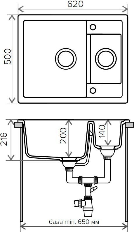 Мойка кухонная Tolero R-109 cерая 765575 - 1