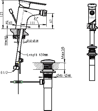 Смеситель Bravat Gina F365104C-ENG для биде - 1