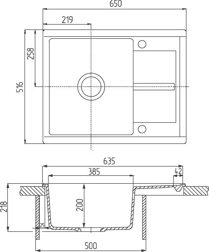 Мойка кухонная AQUATON Делия 65 жемчуг 1A718632DE240 - 2