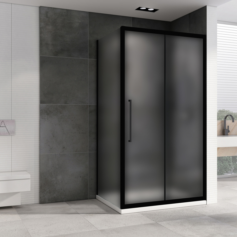 Душевой уголок Abber Schwarzer Diamant 160x70 профиль черный стекло матовое AG30160BMH-S70BM-S70BM - 1