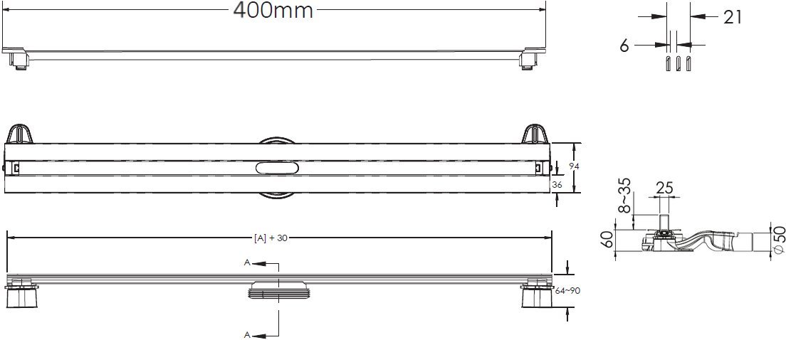 Душевой лоток Berges Wasserhaus Super Slim 090177 40 см - 10