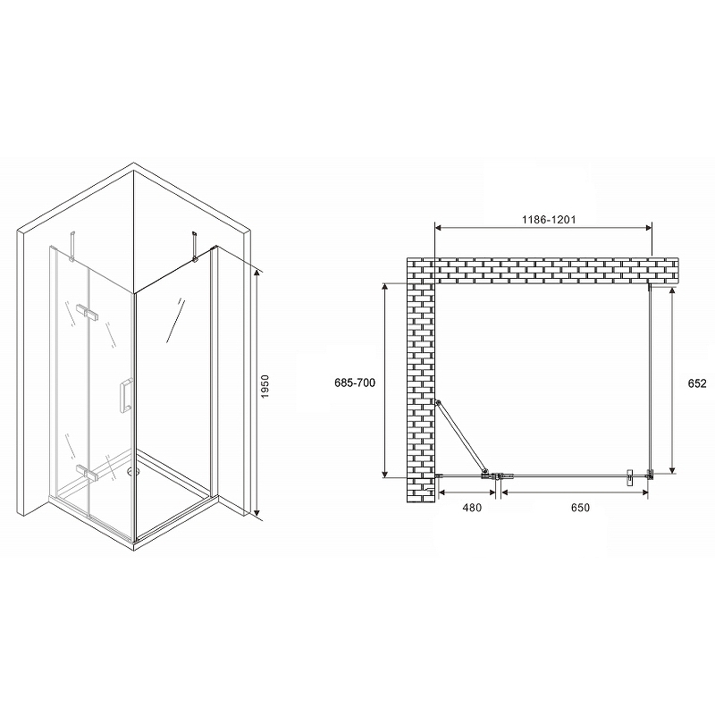 Душевой уголок Abber Zart 120x70 профиль хром стекло прозрачное AG08120-S71 - 3