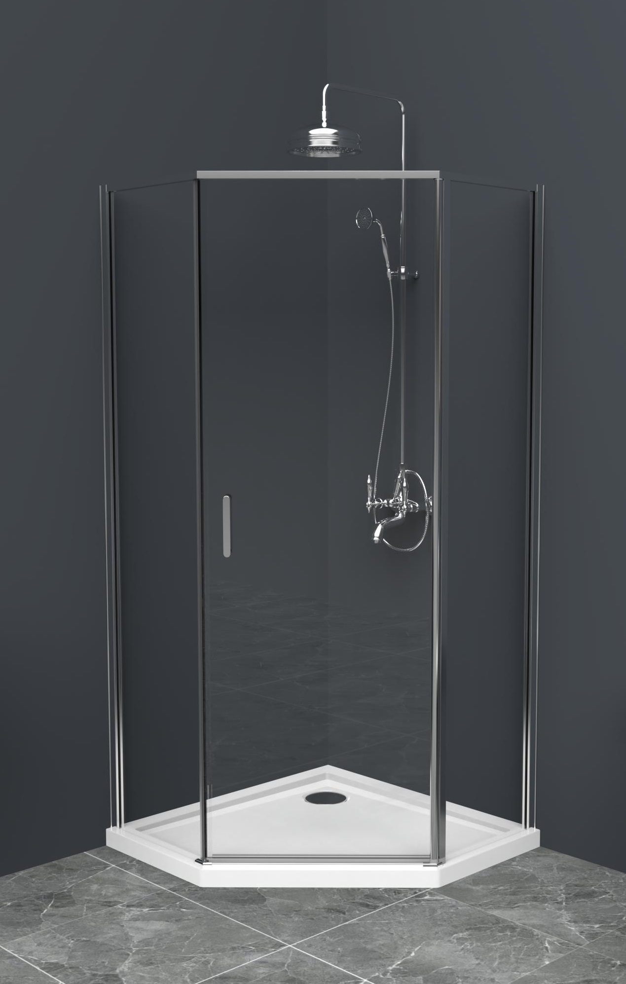 Душевой уголок BelBagno Uno 90х90 хром  UNO-195-P-1-90-C-Cr - 0