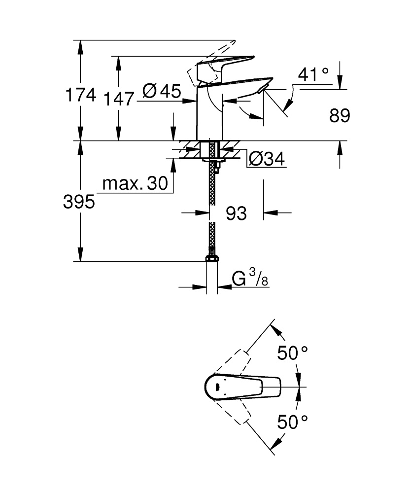 Смеситель Grohe BauEdge для раковины 23330001 - 4