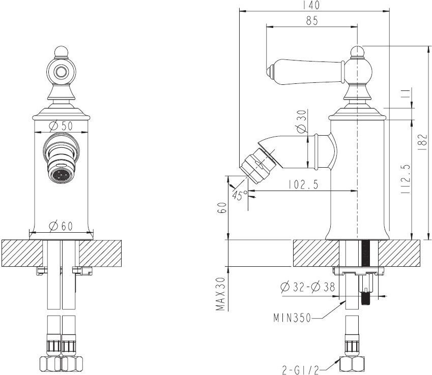 Смеситель Bravat Art F375109G для биде - 1