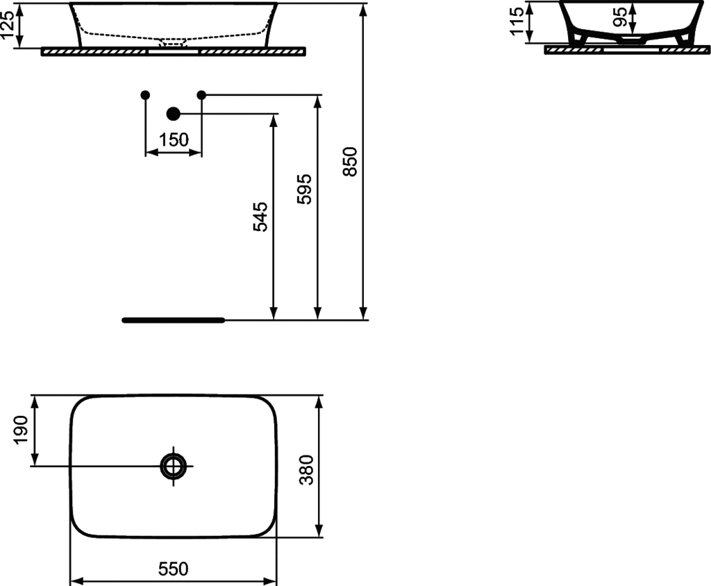 Раковина накладная Ideal Standard Ipalyss 55 белый E207601 - 5