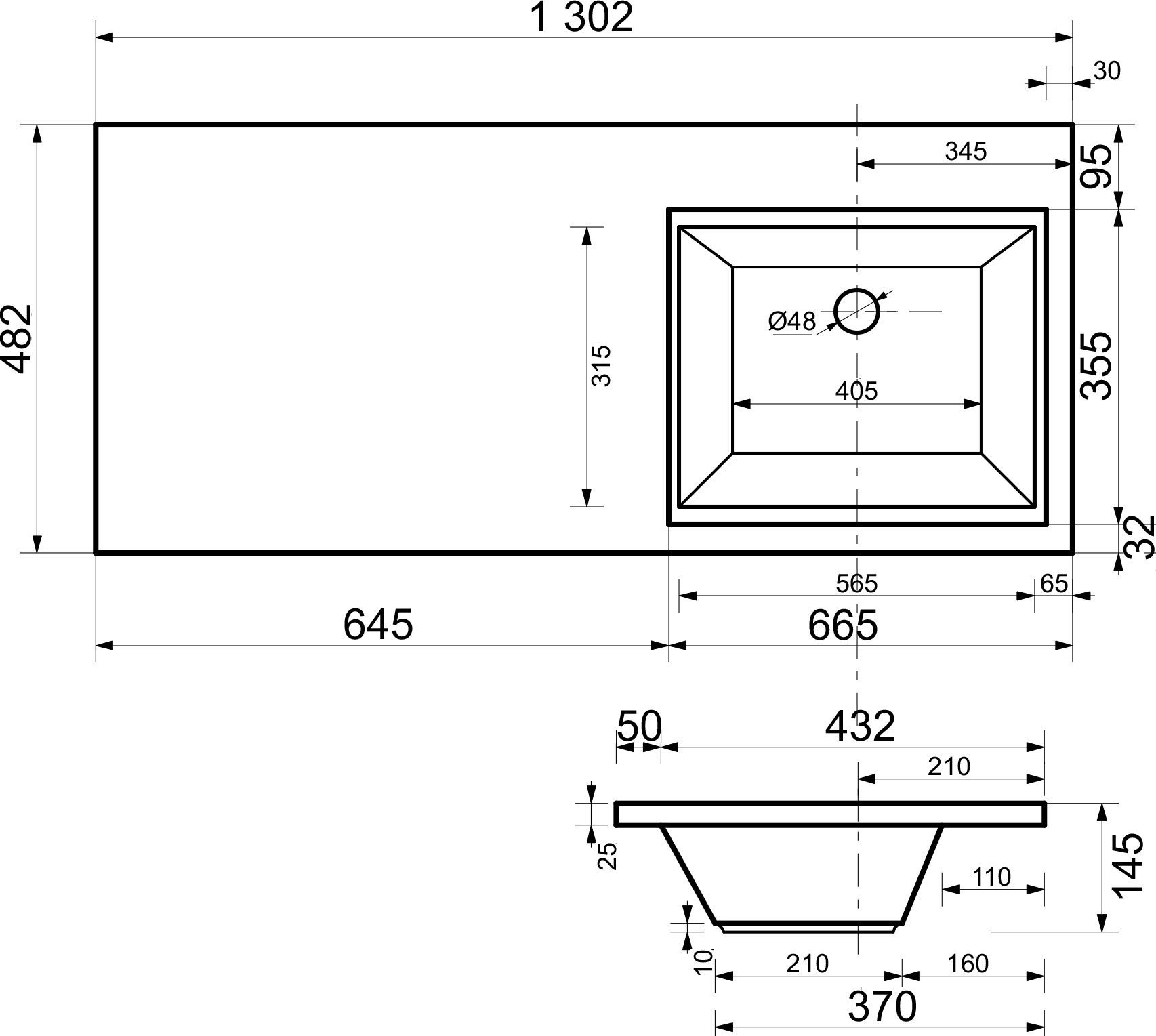 Мебельная раковина Эстет Даллас 130 R СС-00000540 - 2