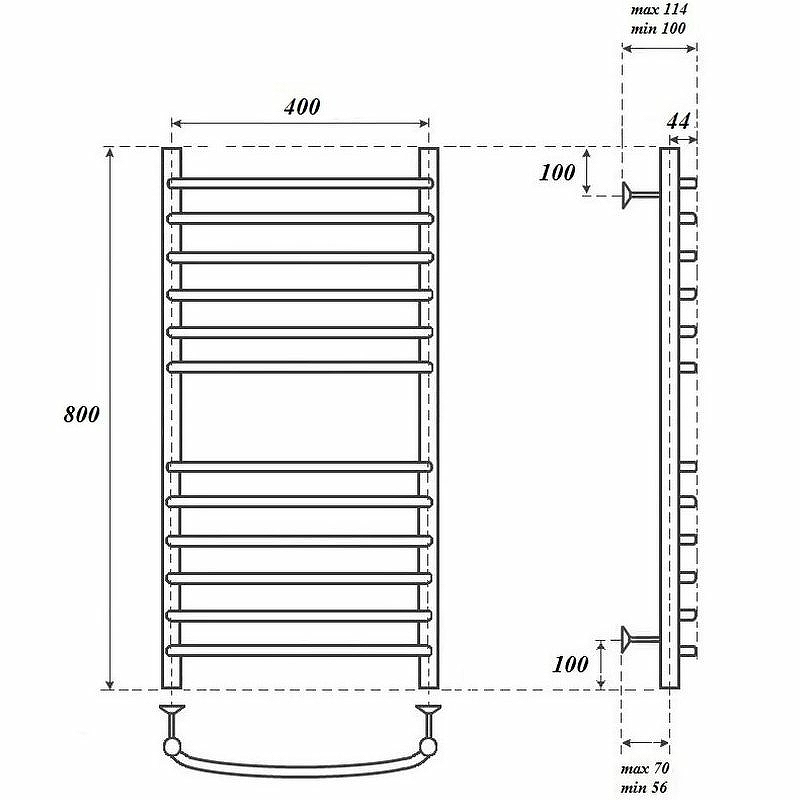 Полотенцесушитель водяной Point Альфа 40х80 хром PN05148S - 1