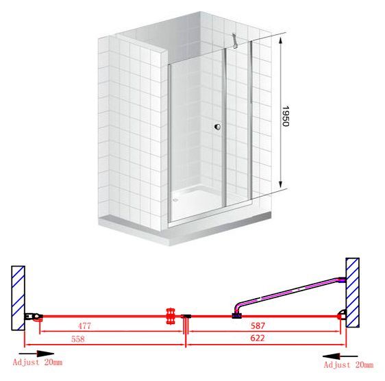 Душевая дверь Cezares Elena 120 хром стекло рифленое ELENA-W-B-11-60+60-P-Cr-L - 8