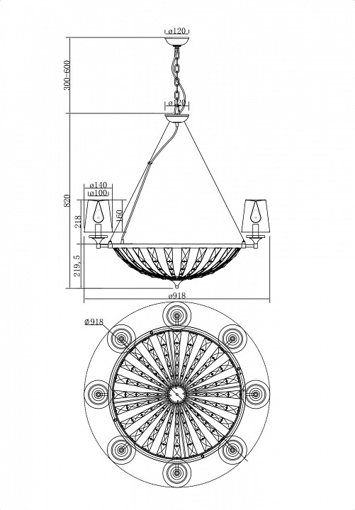 Подвесная люстра Maytoni Pantheon H021PL-08CH - 2