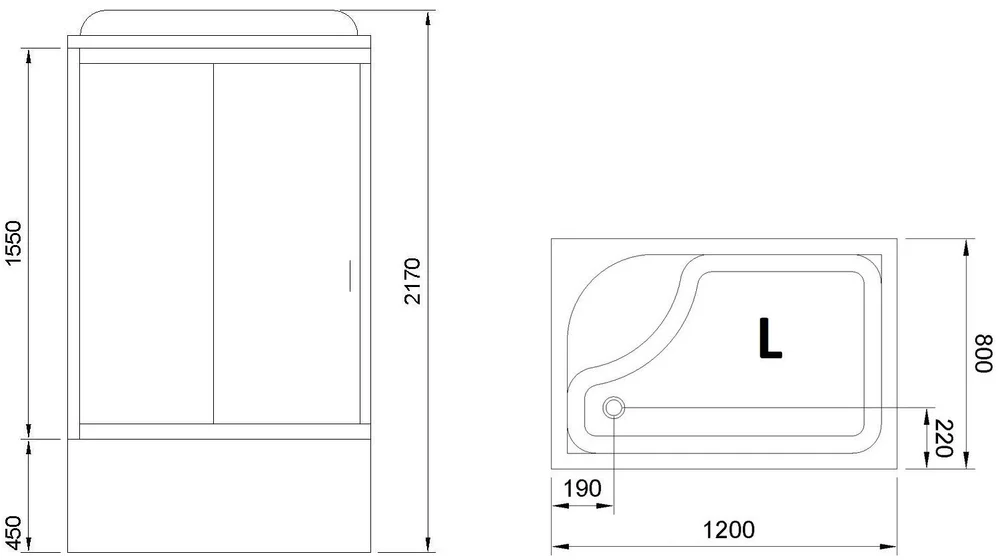 Душевая кабина Royal Bath 120x80 L стекло прозрачное профиль белый RB8120BP5-WT-L - 2