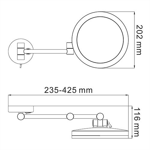 NEW 1004BLACK Зеркало с LED-подсветкой, 3-х кратным увеличением, ORB - покрытие K-1004BLACK - 2