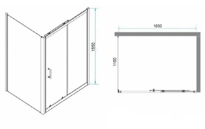 Душевой уголок RGW Passage PA-74B 160x110 профиль черный стекло прозрачное 410874161-14 - 2