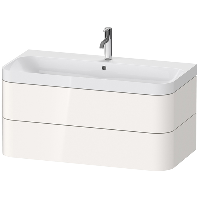 Duravit Happy D.2 Plus Тумба подвесная с умывальником 975х490х468 мм, с 1 отв под смесит, 2 ящика, выпуск и сифон в комплекте, цвет белый глянцевый HP4348O2222 - 0