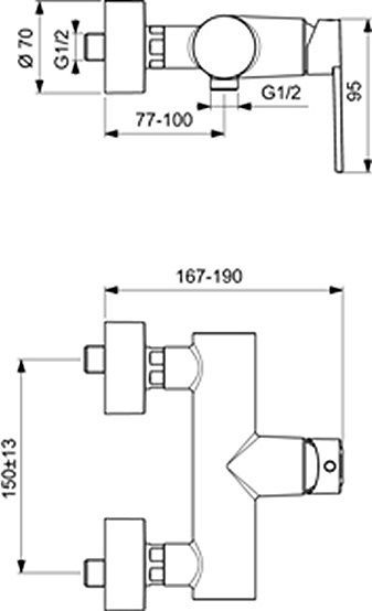 Смеситель для душа Ideal Standard Smart хром  B0464AA - 1