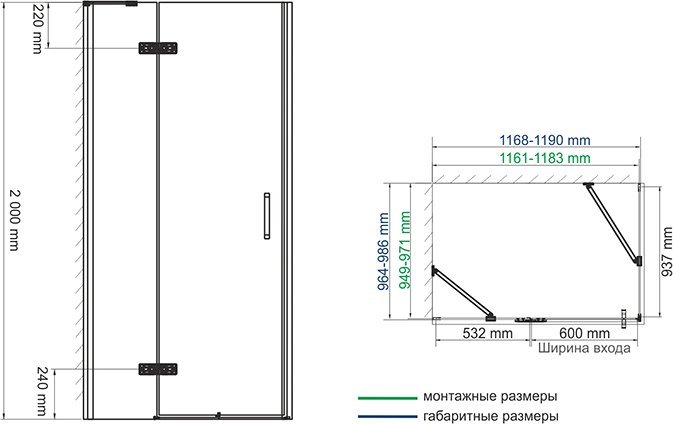 Душевой уголок Wasserkraft Aller Black 10H10LB 120x100 см 10H10LBLACK - 4