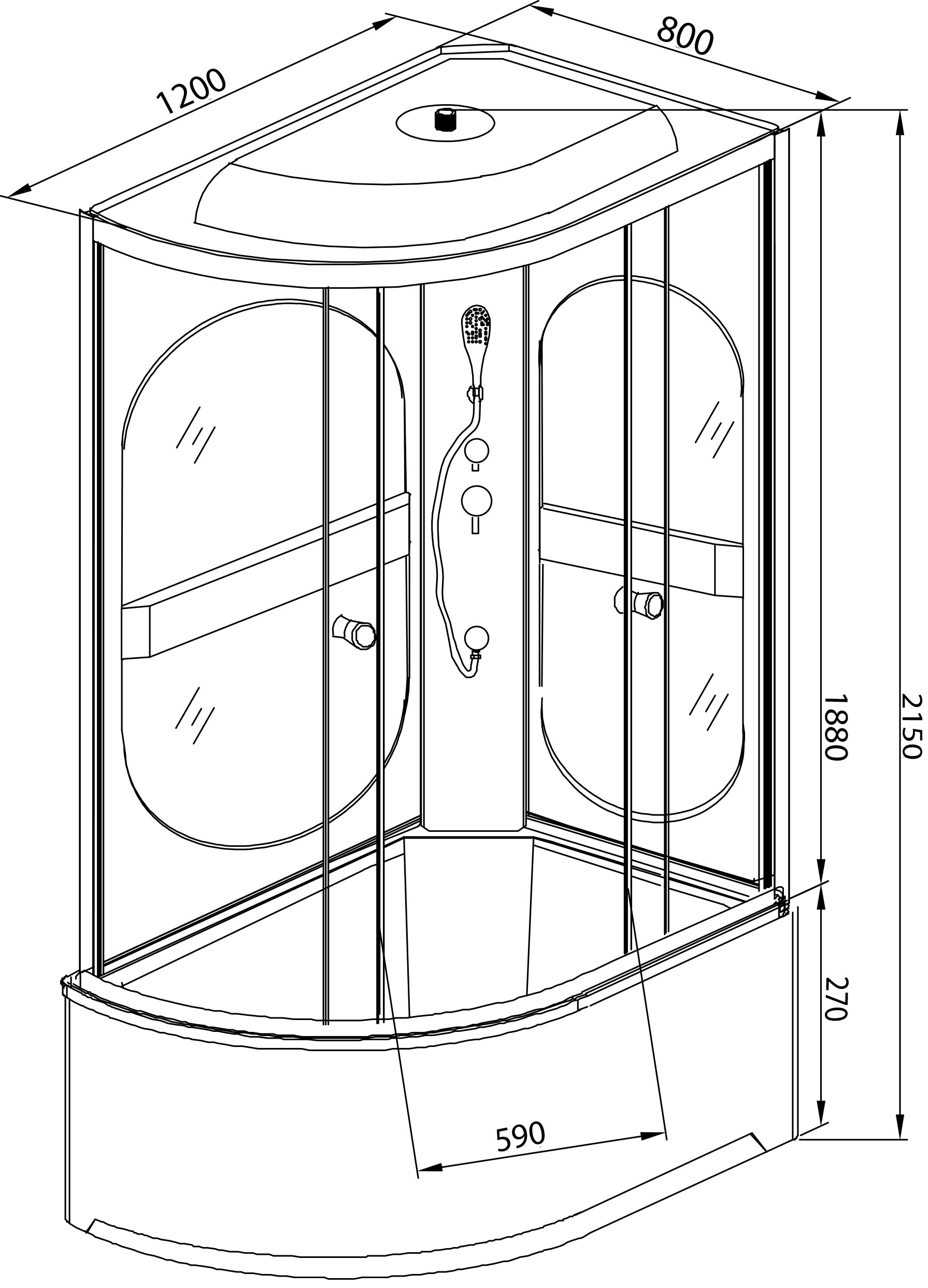 Душевая кабина DETO L520R - 17