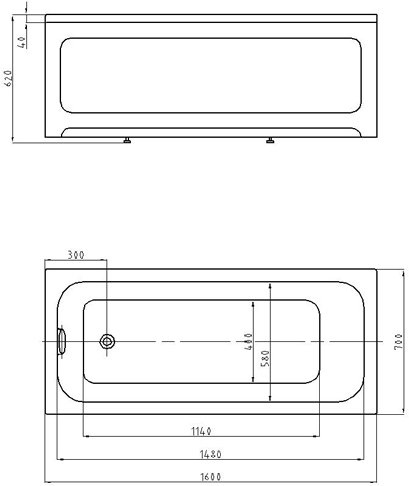 Акриловая ванна Aquatek Мия 160х70 см MIY160-0000001, белый - 1