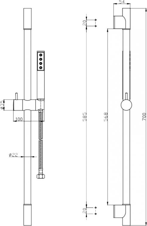 Душевой гарнитур BelBagno Uno SAL NERO UNO-SAL-NERO - 1