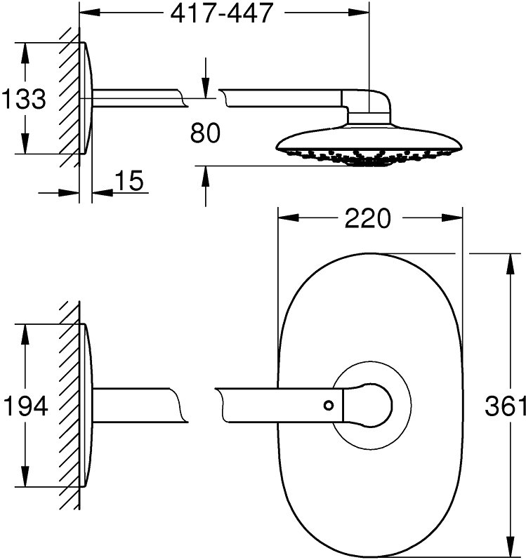 Верхний душ Grohe Rainshower SmartControl Duo 26254LS0 - 3