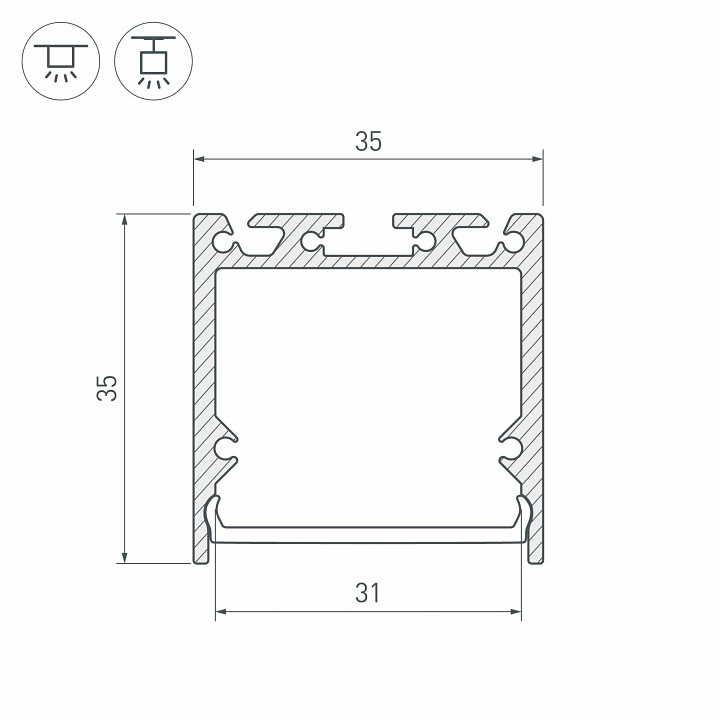 Профиль с экраном Arlight SL-LINE-3535-2500 WHITE+OPAL 036302 - 1