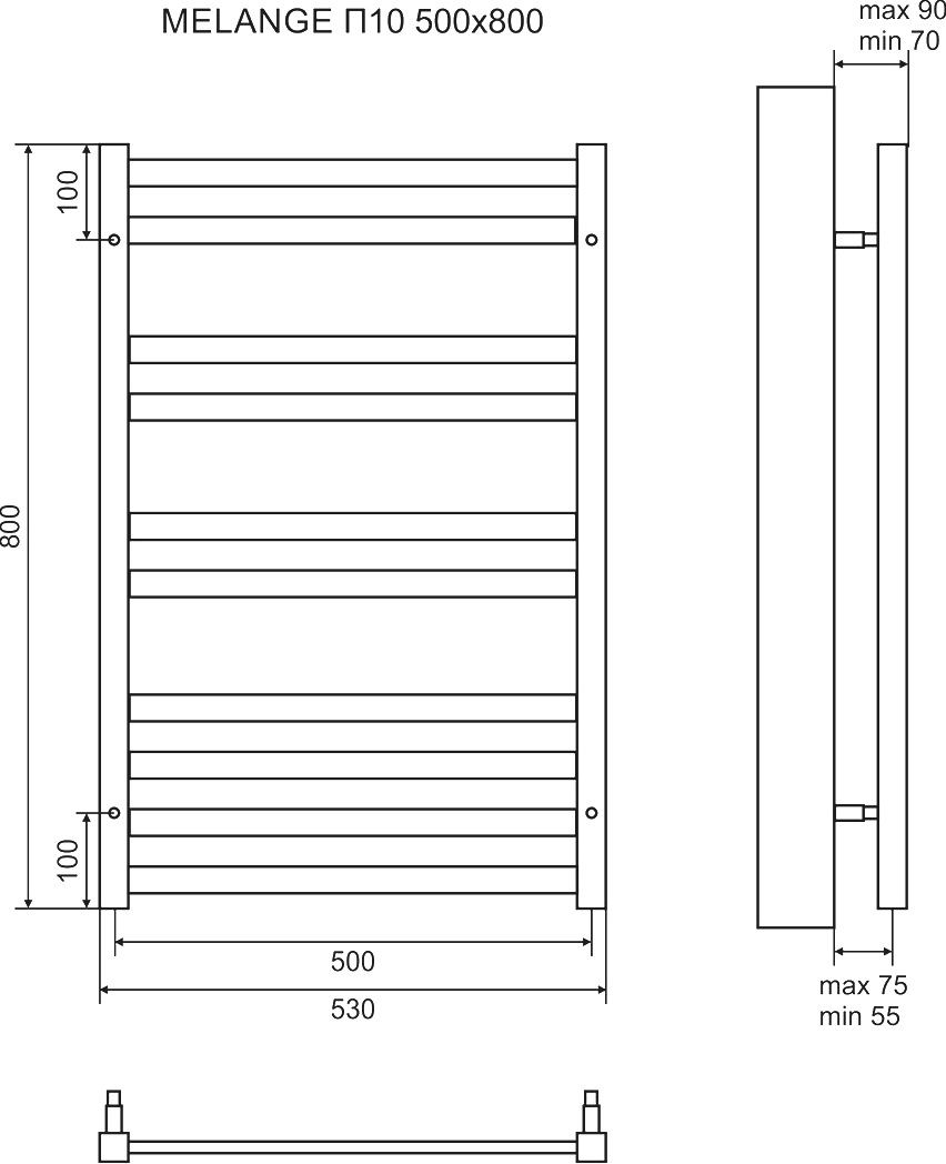 Полотенцесушитель водяной Lemark Melange П10 50x80, белый LM49810W - 2