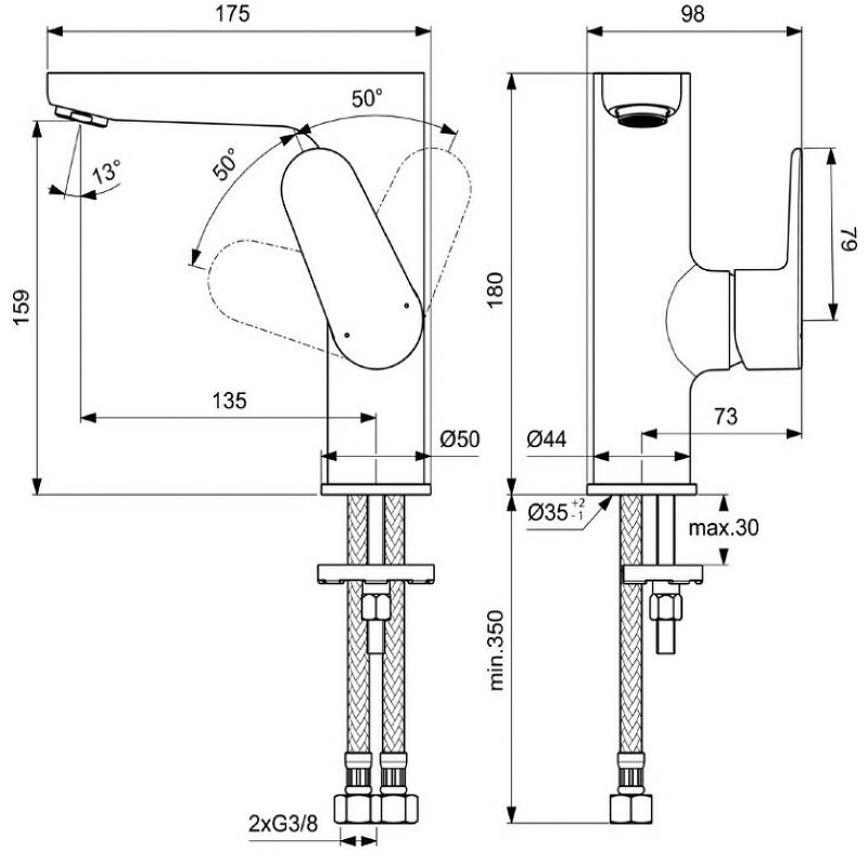 Смеситель для раковины Ideal Standard Cerafine черный матовый BC555XG - 5