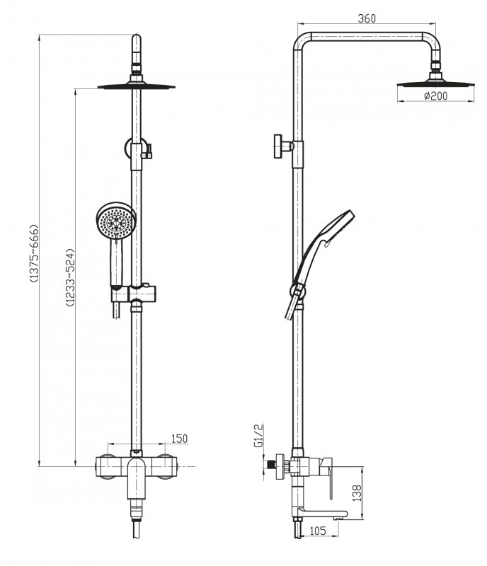 Душевая стойка BelBagno Nova NOV-VSCM-IN - 1