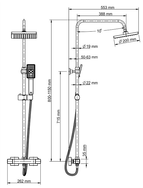 A15502 Thermo Душевой комплект с термостатическим смесителем - 2