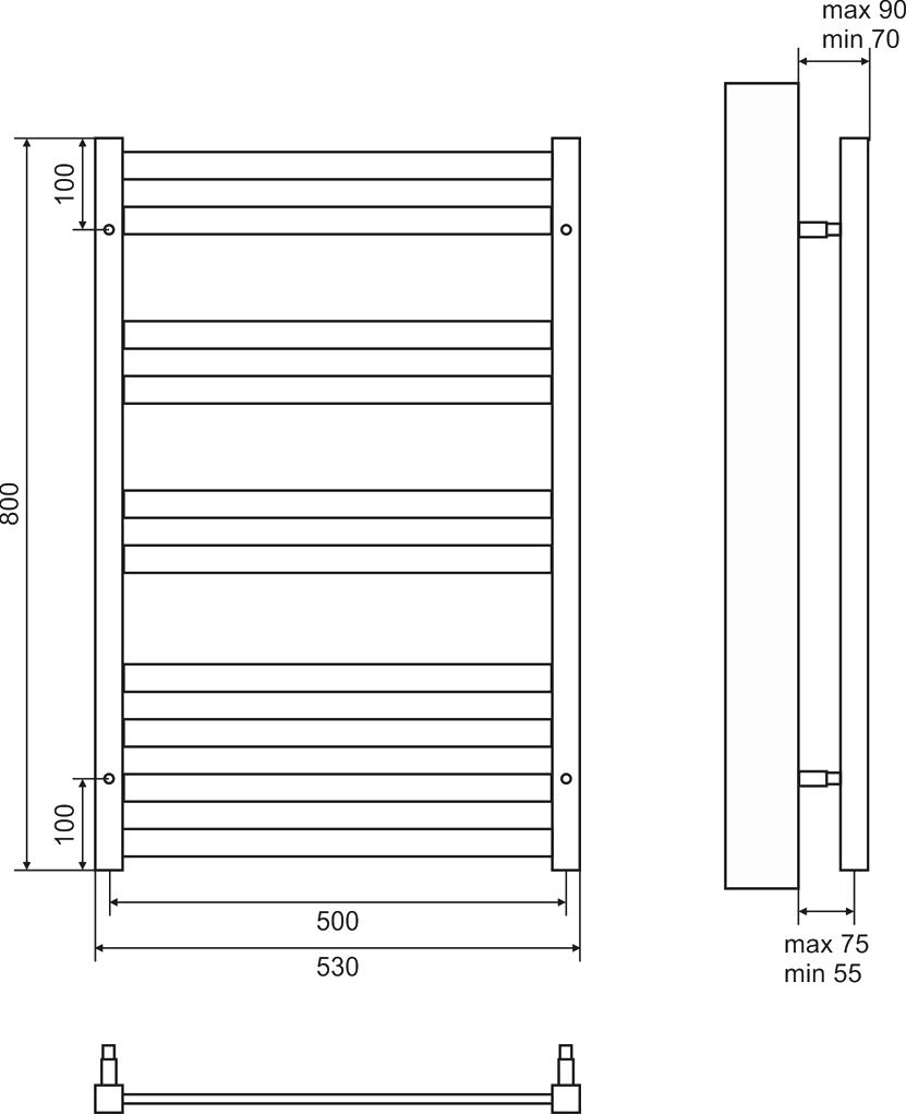 Полотенцесушитель электрический Lemark Bellario П10 50x80, черный LM68810EBL - 1