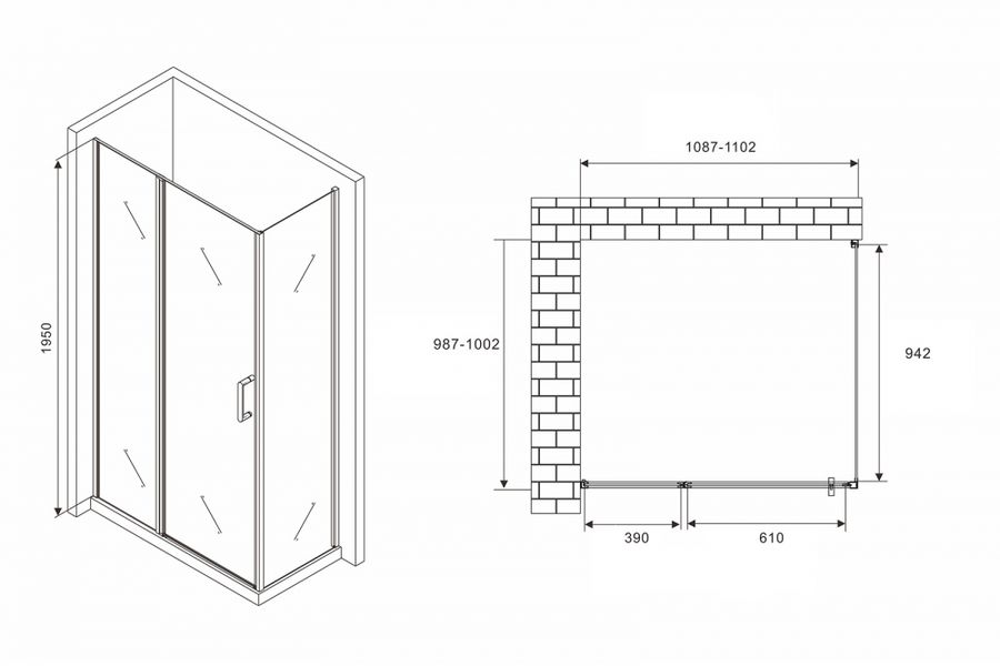 Душевой уголок ABBER Sonnenstrand 110х100 профиль хром  AG04110S-S100 - 3