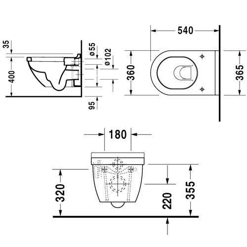 Чаша для унитаза подвесного Duravit Starck 3 2225090000 - 3