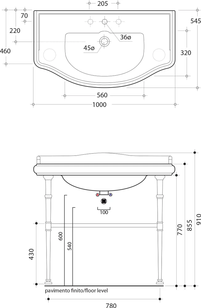 Раковина подвесная Kerasan Retro 100 белый  105001*3 - 6