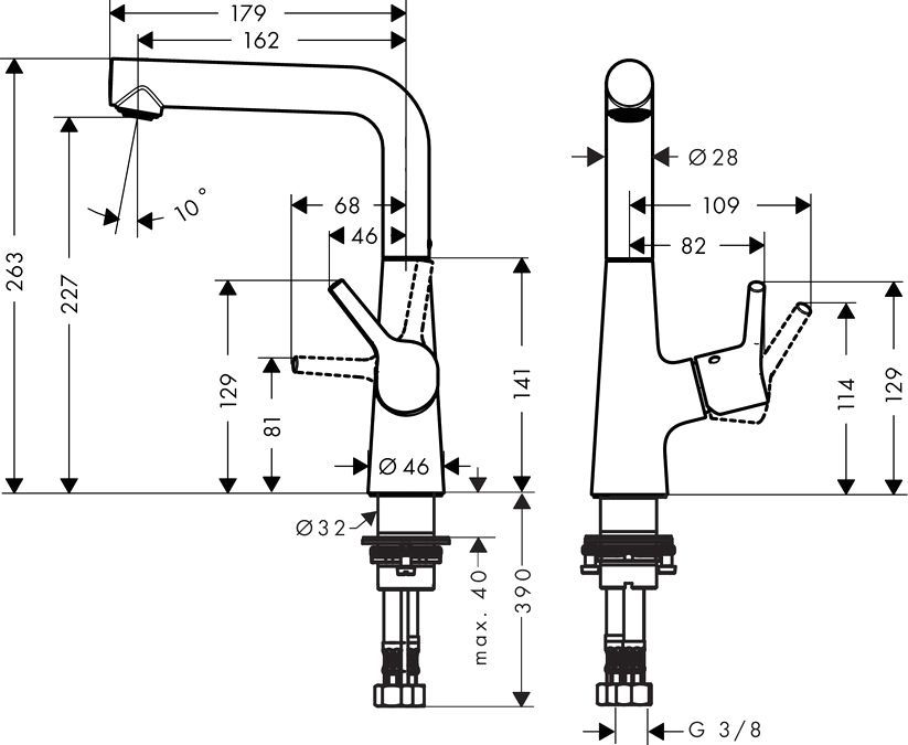 Смеситель Hansgrohe Talis S 72105000 для раковины, с донным клапаном - 1