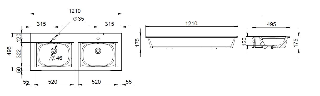 Мебельная раковина Am.pm Spirit 2.0 121 см  M70AWCD1202WG - 2