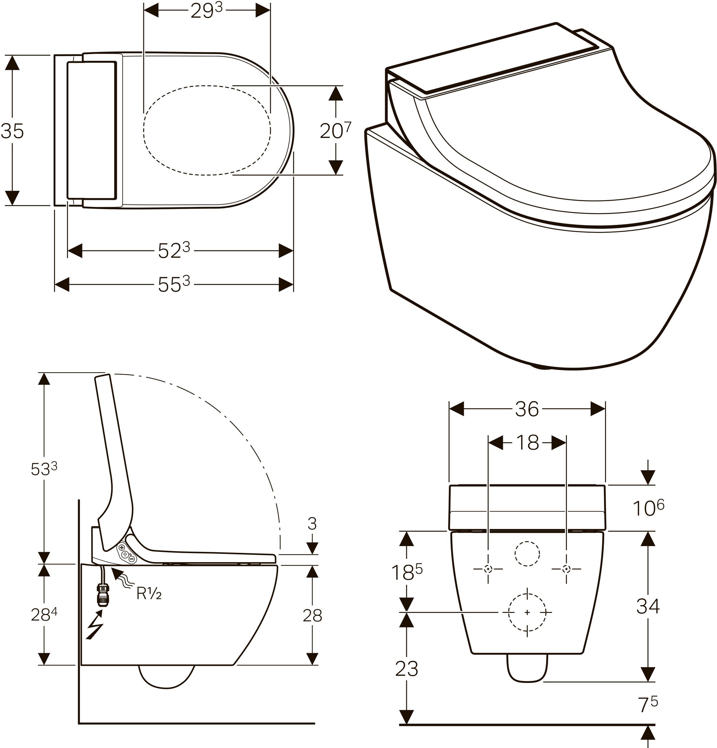 Унитаз подвесной Geberit AquaClean Tuma Comfort 146.294.FW.1 вставка нерж. сталь - 5