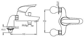 Смеситель для ванны Ideal Standard Ceraplan хром  B4100AA - 1