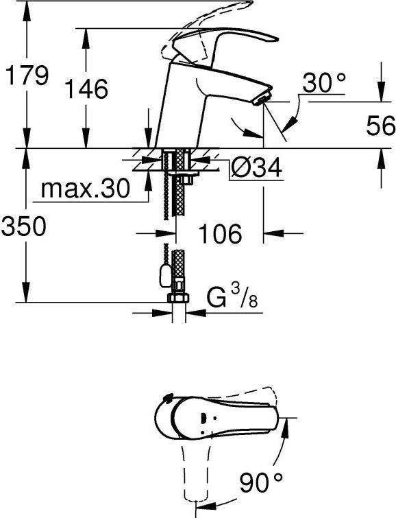 Смеситель Grohe Eurosmart New 23372002 для раковины - 2