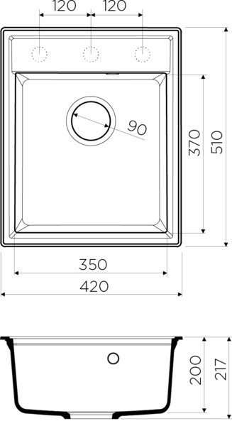 Мойка кухонная Omoikiri Daisen 42-BL черная 4993606 - 1