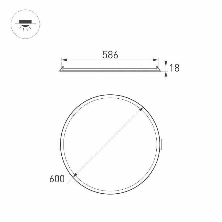 Встраиваемый светодиодный светильник Arlight DL-Edge-R600-50W Day4000 020438(1) - 1