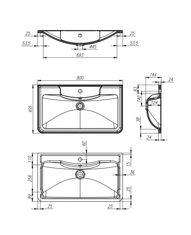 Тумба с раковиной BelBagno Acqua 80 серый - 8