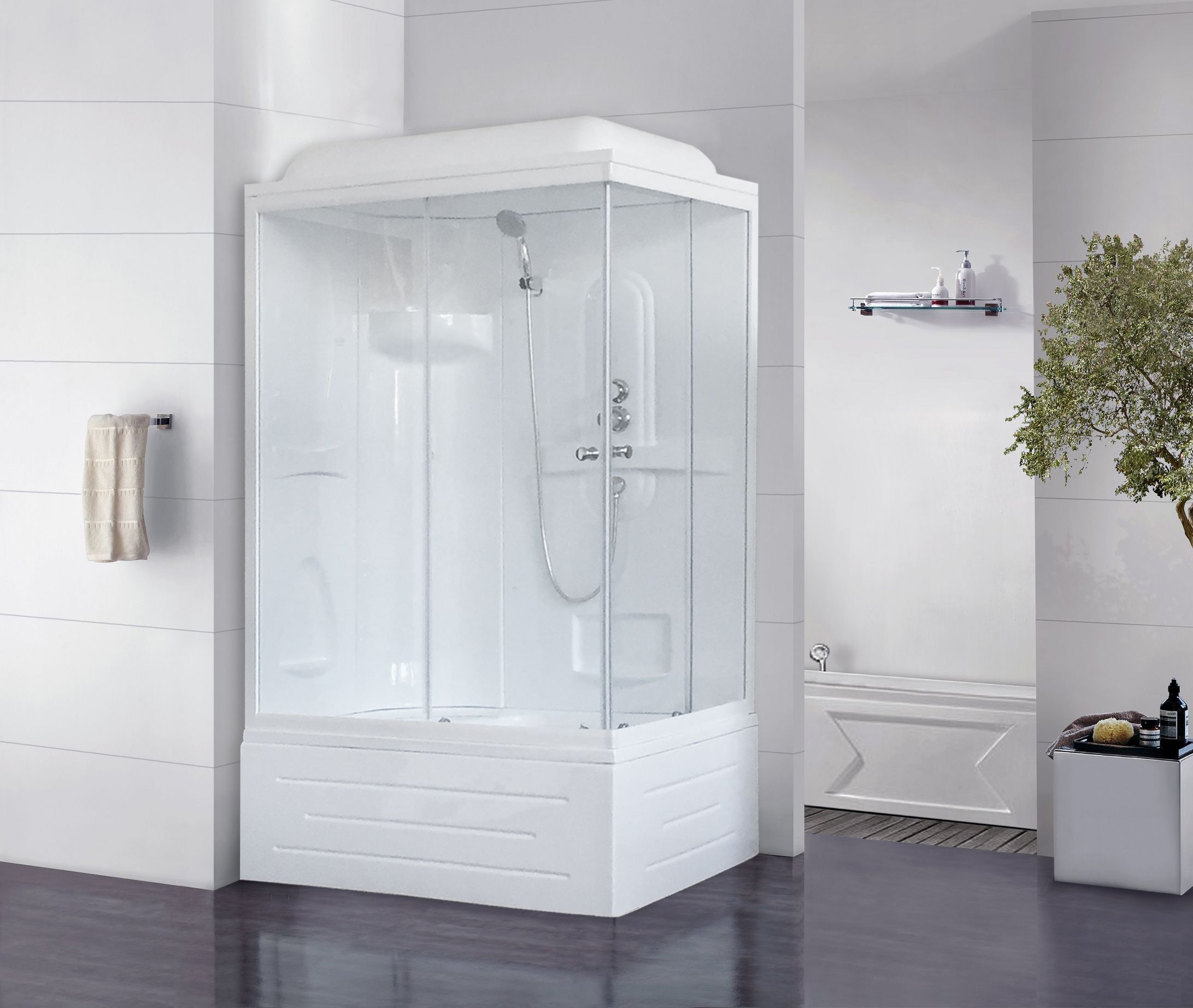 Душевая кабина Royal Bath BP 120х80 L профиль белый стекло прозрачное RB8120BP1-T-L - 1