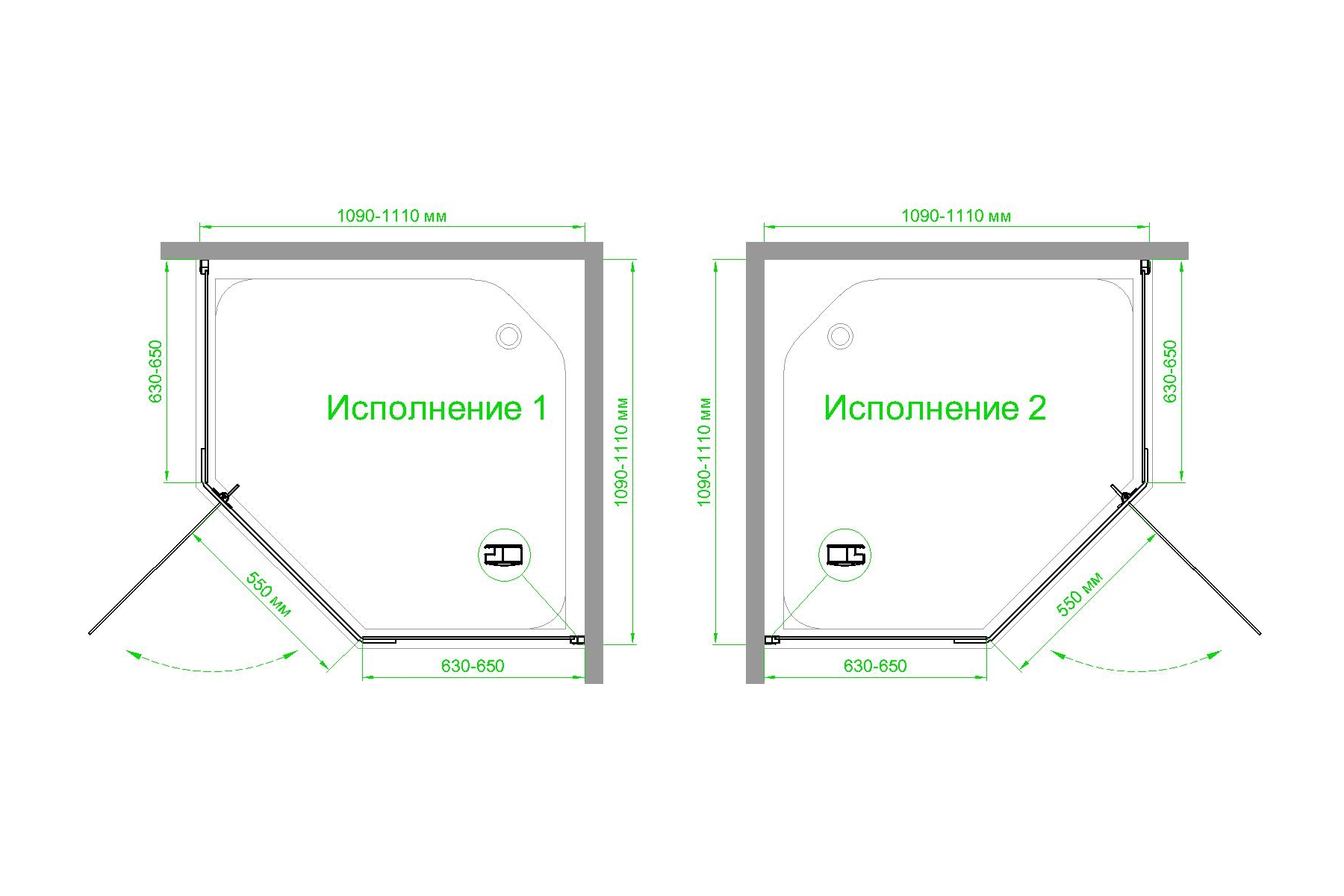 Душевой уголок Royal Bath TR 110х110 профиль черный стекло прозрачное RB110TR-T-BL - 3