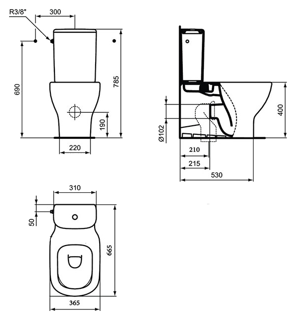 Унитаз-компакт Ideal Standard Tesi с микролифтом - 4