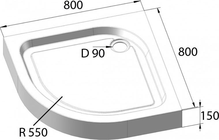 Поддон для душа BelBagno Tray 80х80 R550 TRAY-BB-R-80-550-15-W - 6