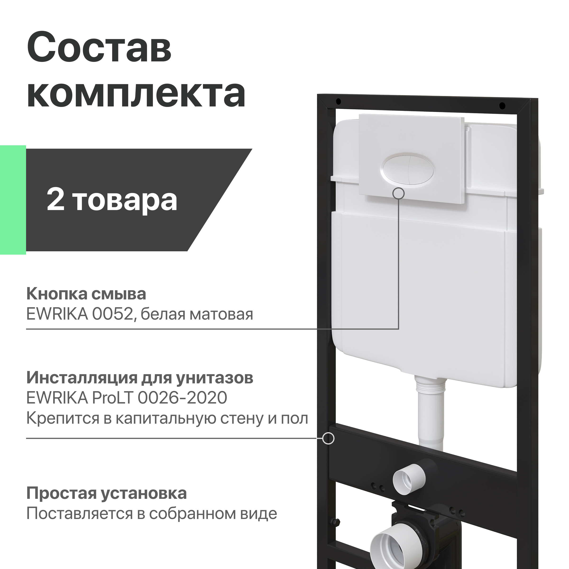 Комплект Унитаз подвесной STWORKI Хальмстад SETK2804-0606-001-1-6000 с микролифтом + Система инсталляции для унитазов EWRIKA ProLT 0026-2020 с кнопкой смыва 0052 белой матовой 560235 - 7