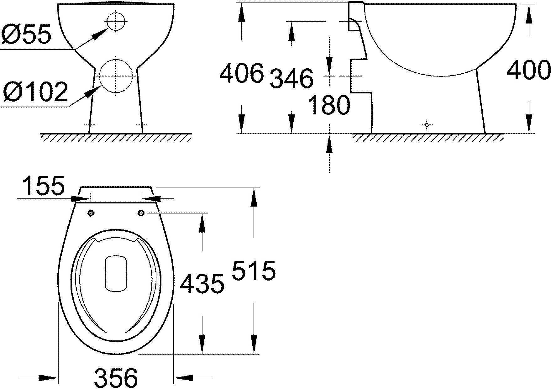 Чаша для унитаза приставного Grohe Bau Ceramic 39430000 - 2