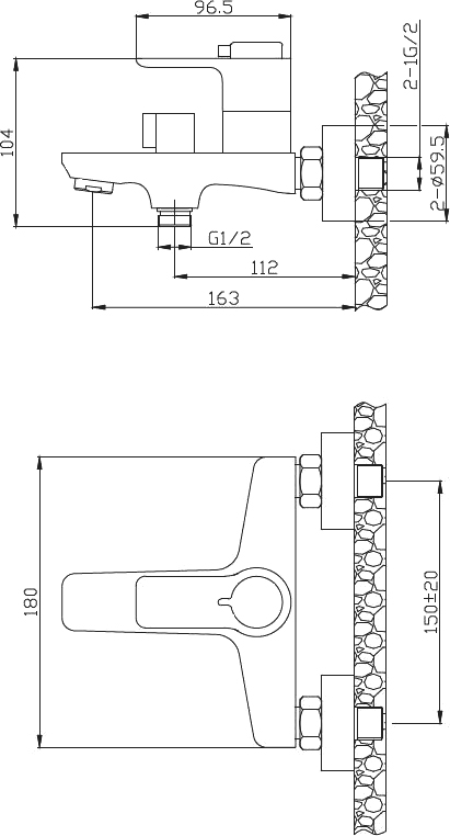 Термостат BelBagno Ancona ANCONA-VASM-CRM для ванны с душем - 1